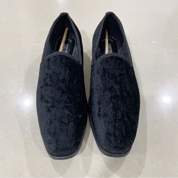 NEW Stacy Adams Sultan Velour Slip On Loafer Smoking Slippers Black 11 main image 7